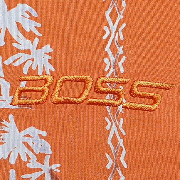 Boss by I.G. Design orange floral island ss button shirt mens XL EUC - Picture 3 of 4